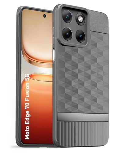 Image of Back Cover for Motorola Moto Edge 70 Fusion 5G Camera Protection 3D Hexa Cube Design Silicone Protective Bumper Back Case for Motorola Moto Edge 70 Fusion 5G - Grey