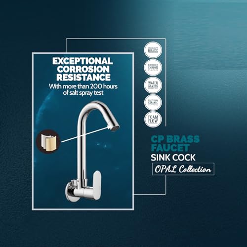 Image of CLINTON Kitchen Sink Cock with 360 Degree Swivel Spout | Kitchen Sink Tap | Kitchen Faucet | Tap for Kitchen Sink (Opal)