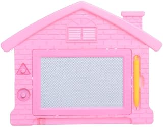 Home-Shaped Magnetic Erasable Board 20x25cm with Stamps for Creativity – Pink