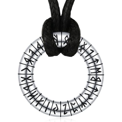Chaîne en Cuir pour Femme et Homme avec Pendentif Runique Argent 925 Odinstone