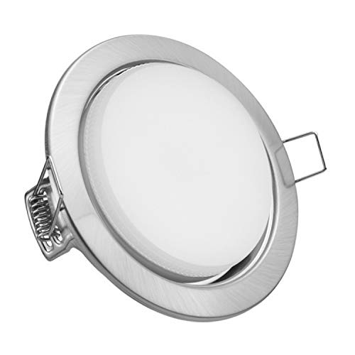 GX53 LED Einbaustrahler Set - warmweiß (3000K) in edelstahl/silber gebürstet mit dimmbaren GX53 Leuchtmittel von LEDANDO - 230V ohne Trafo - rund Cover