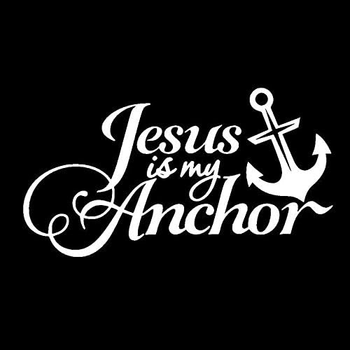 Jesus Is My Anchor Christian Truck Window Vinyl Car Decal White 10"