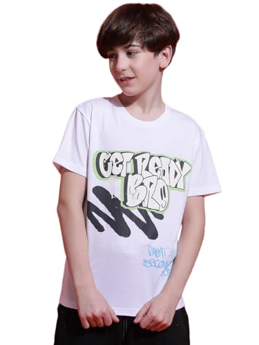 Image of Li'l Tomatoes Boys Cotton T-Shirt | Graphic Printed Half Sleeve Casual Summer Wear | Soft & Breathable | 9-16 Years