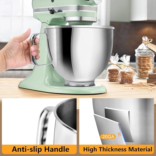 Tazón mezclador de acero inoxidable 5 cuartos con asa miniatura 4