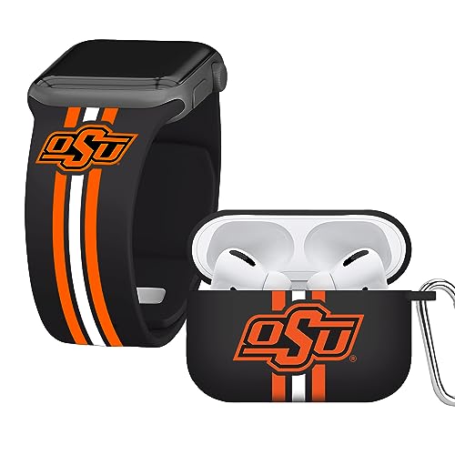 Affinity Bands Oklahoma State Cowboys HD Combo Package Compatible with Apple Watch and AirPods Pro (38/40/41mm Short Stripes)