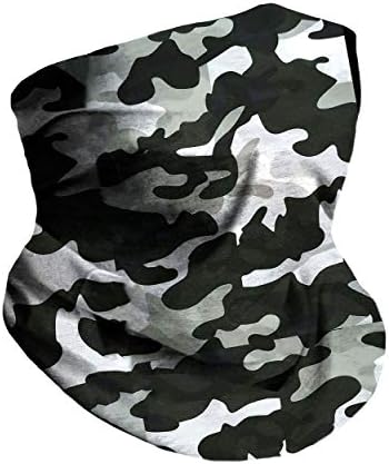 INTO THE AM Black Camo Breathable Neck Gaiter Masks Half Face Cover Wrap Cool Mask Bandana Festival Rave Balaclava Scarf