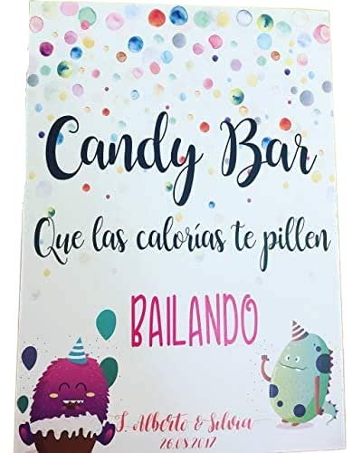 Cartel Candy Bar, que las calorías te pillen bailando. Bodas