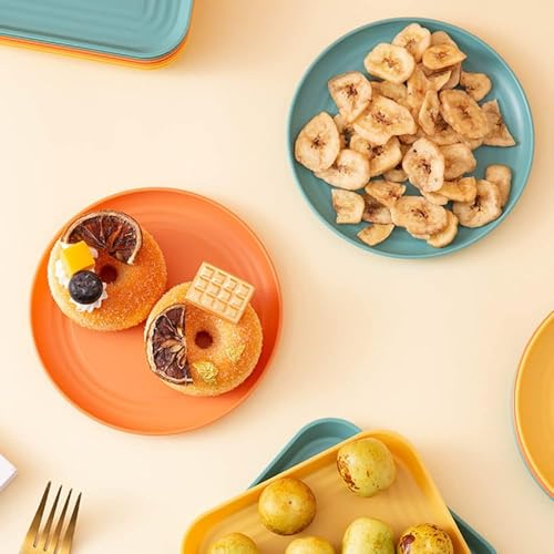 Image of Lightweight & Reusable Plates for Kitchen Salad Dessert Fruit Cakes Camping Daily Use Desserts, Dinner, Salads, Noodles, Pasta Microwave and Dishwasher Safe (20cm+23cm, Orange, Pack of 2)