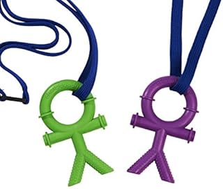 Sensory Direct Chewbuddy Stickman & Lanyard - Pack of 2, Sensory Toy for a Fidget, Chew or Teething Aid | for Kids, Adults, Autism, ADHD, ASD, SPD, Oral Motor or Anxiety Needs | Purple & Green