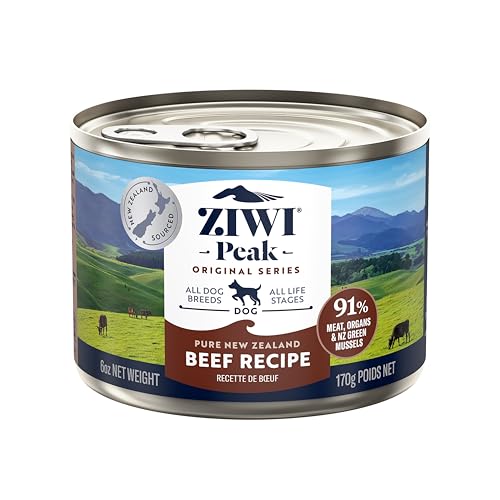 ZIWI Peak Canned Wet Dog Food – All Natural, High Protein, Grain Free, Limited Ingredient, with Superfoods (Beef, Case of 12, 6oz Cans)