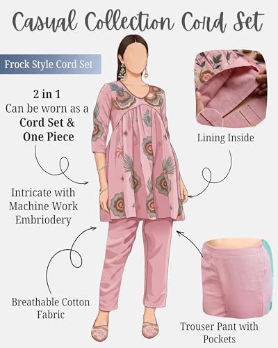Image of Womanista Embriodery frock suit set for womens | coord set for womens cotton | co ord sets for women stylish | co ord sets for women casual wear