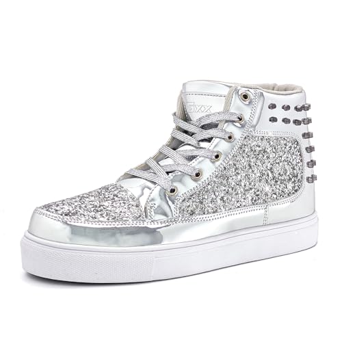 Image of IGxx Glitter Rivet Shoes Men Disco Punk High Top Women Sneakers