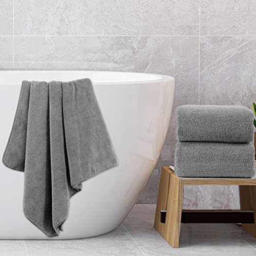 Prohomtex Microfiber Bath Towels, Set Of 2 (30" X 60") Quick Dry, Ultra Soft, Super Absorbent, Hotel Quality Spa Like Towels (Dark Grey) #TOP3