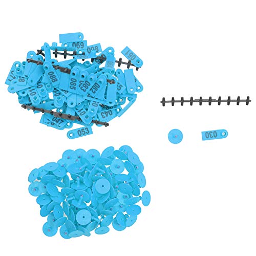Etiqueta de orelha de ovelha, etiquetas numeradas, etiquetas para ovelhas, cabras, gado, ração (azul