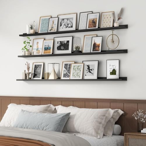 Image of Genuine Decor 72 Inch Black Long Floating Wall Shelf, Extra Large Wall Shelf
