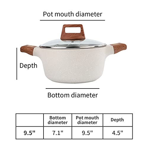 Hoojay 5 Quart Nontick Dutch Oven,Non Stick Stockpot Soup Pot With Lid,5Qt Casserole Induction Pot For Cooking,Pfoa Free #TOP1