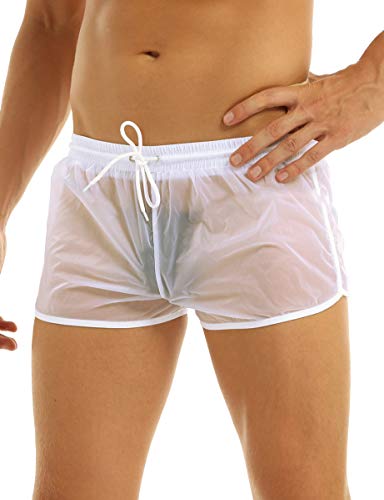 Lejafay Mens Adult See-Through Drawstring Quick Dry Beach Shorts Swim Trunks Summer Swim Shorts2