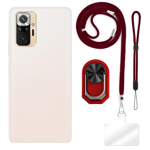 ESACMOT [4 in 1] �P�[�X Xiaomi Redmi Note 10 Pro Max �Ƃ̌݊�������A�X�g���b�v�A���X�g�o���h�A�����O�t���A�ϏՌ��ی�J�o�[���s�p�Z�b�g (���b�h�Z�b�g)