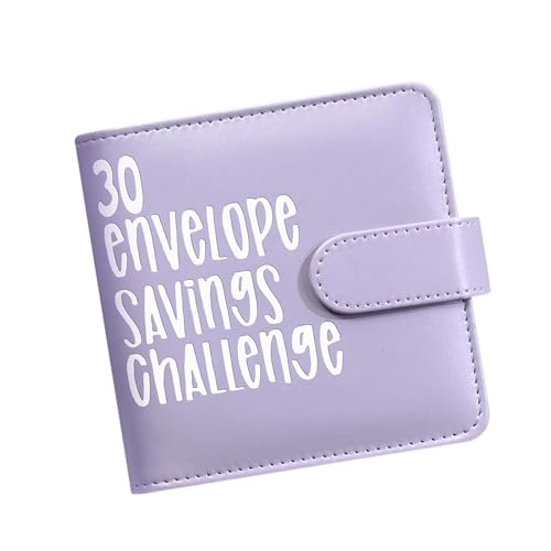 PU Leather Money Organizer - 30 Envelope Challenge Binder | Cash Envelope Savings Book for Work, Home, School, Travel