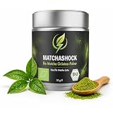 MATCHASHOCK Bio Matcha Pulver 30 g – 100% Grüner Tee (Camellia sinensis) – Fein gemahlen – Green Tea für Matcha Latte – Grüntee Pulver