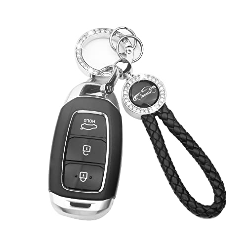 Bling Car Metal Leather Keychain,Universal Leather Key Chain Holder- With 360 Degree Rotatable D-Ring And Screwdriver (Black) #TOP18