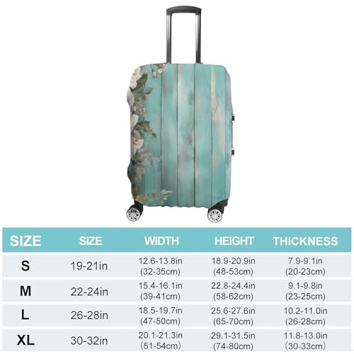 Travel Luggage Cover Elastic Suitcase Protector Anti-Scratch Washable Teal Barn Door Floral Luggage Sleeve Tsa Approved Carry on Covers Baggage Cover Fits 18-32 Inch Luggages2