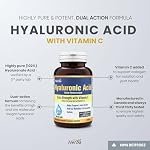 Herba Supplément à l'acide hyaluronique 200mg - 100 Capsules 100% Pureté Capsules d'acide hyaluronique avec vitamine C pour soutenir la santé des articulations et des os