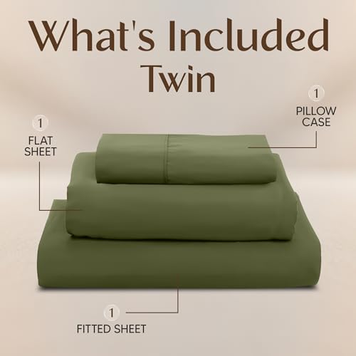 Image of Utopia Bedding Twin Bed Sheets Set - 3 Piece Bedding - Brushed Microfiber - Shrinkage and Fade Resistant - Easy Care (Twin, Olive)