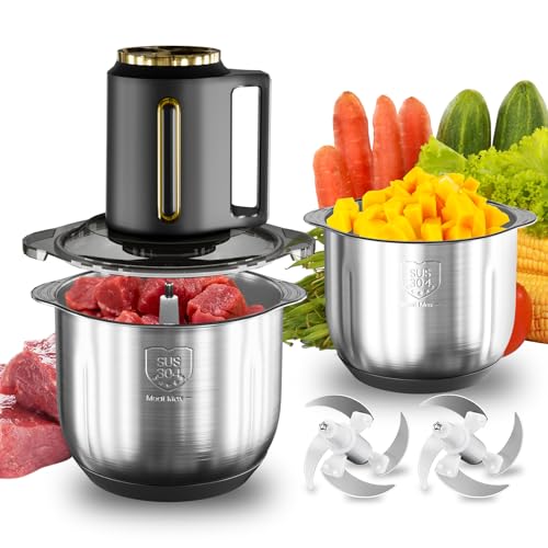 Picadora Eléctrica de Alimentos 2.5L, 300W Trituradora de Alimentos con 8 Cuchillas Acero Inoxidable, 3 Velocidades, Fácil de Limpiar, para Carne, Frutos Secos y Verduras