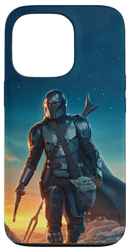 Coque iPhone 13 Pro Star Wars Mandalorian poster coucher de soleil rigide