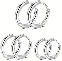 Kit trio de Brinco Argola de Aço e Inox Unissex - 3 PARES