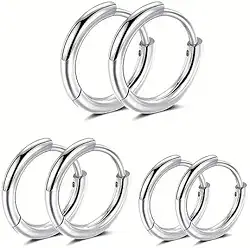 Kit trio de Brinco Argola de Aço e Inox Unissex - 3 PARES