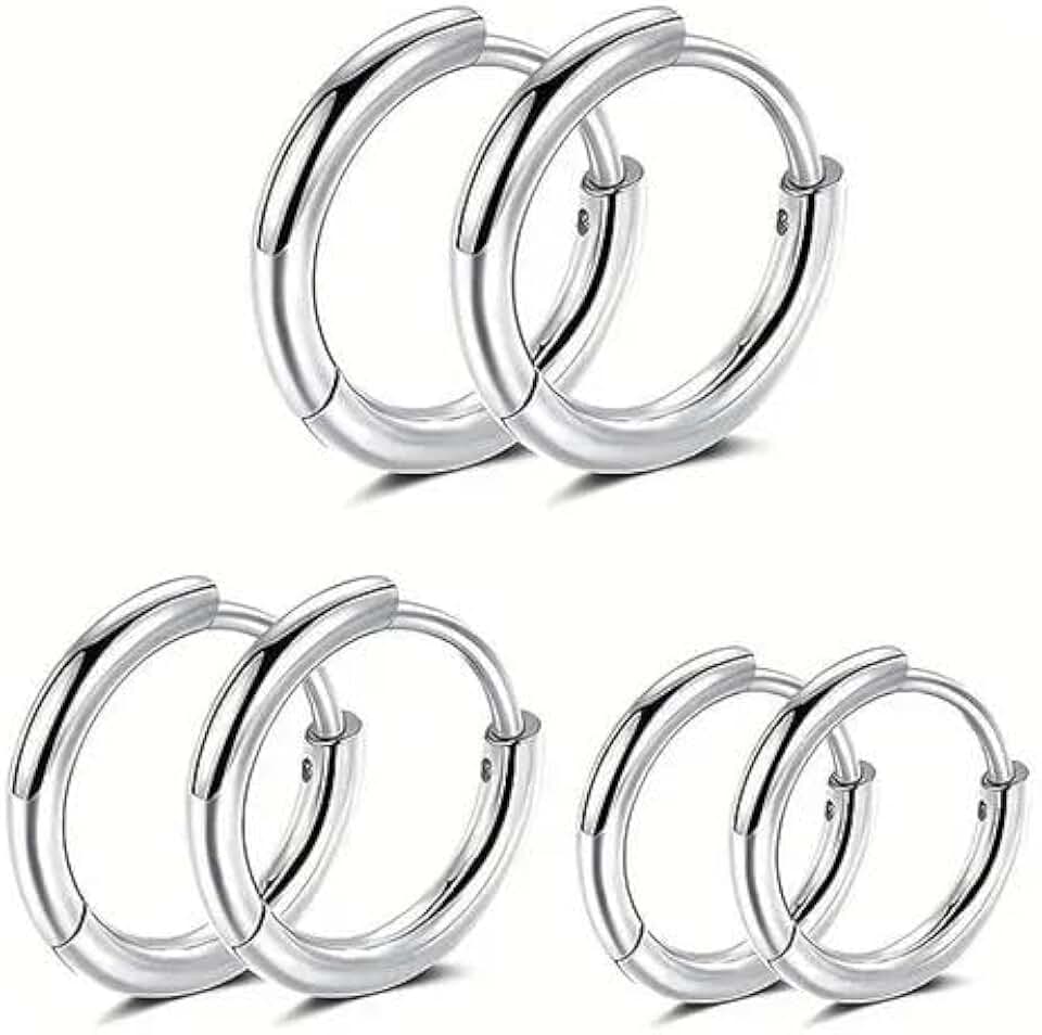 Kit trio de Brinco Argola de Aço e Inox Unissex - 3 PARES