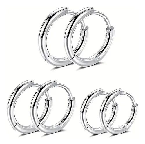 Kit trio de Brinco Argola de Aço e Inox Unissex - 3 PARES