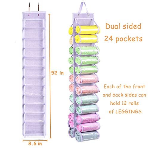 RZMAYIS Legging Storage Bag Storage Hanger Can Holds 24 Leggings or Shirts Jeans Compartment Storage Hanger, Foldable Leggings Organizer Clothes Portable Closets Roll Holder (Light Purple) by RZMAYIS - Used condition - Image 2