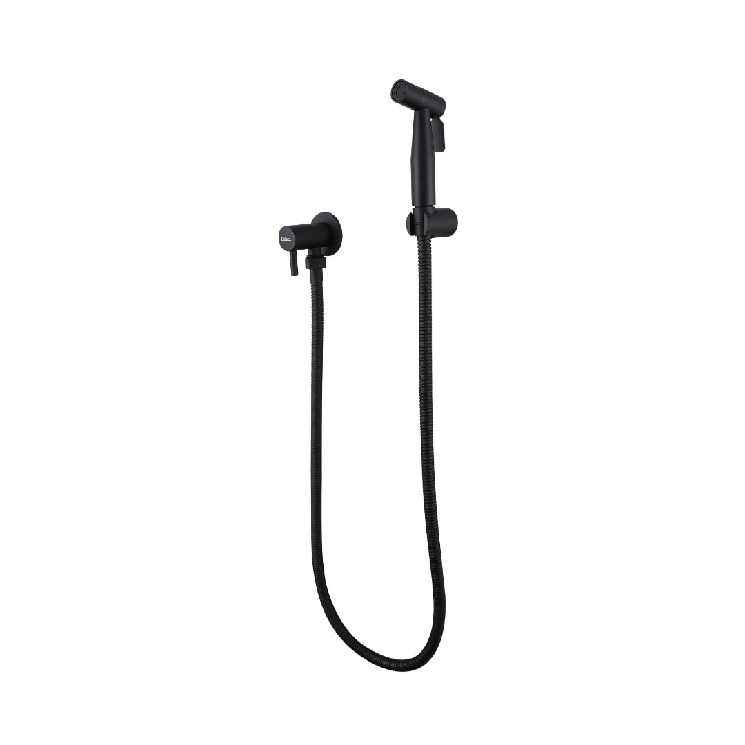 Douchette WC Murale Noir Mat – Jet Puissant et Précis avec Robinet Marche/Arrêt – Support Mural Inclus – Design Contemporain et Durable - Hygiène et Propreté