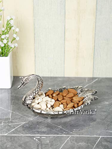 Image of CraftVatika Metal Swan Shape Dry Fruit Tray Bowl Serving Tray, Snacks, Floating Flowers Table Dining Home Decor. (Set of 1)