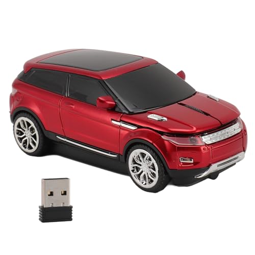 Restokki Souris de Jeu sans Fil en Forme de Voiture 2.4 GHz 1600 DPI Souris d'ordinateur en Forme de Voiture 3D Cool avec récepteur USB pour Ordinateur Portable (Red)