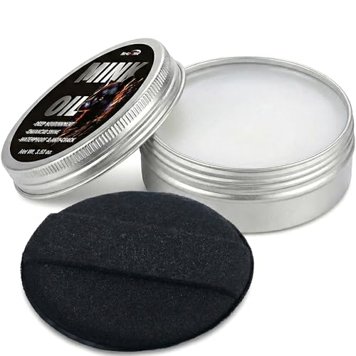 OKOstand Mink Oil for Leather Boots, Conditioner & Cleaner – 3.52oz Premium Waterproof Formula to Soften & Restore Leather Shoes, Sofa, Furniture, Car Interiors – Safe for All Colors (2.82, Ounces)
