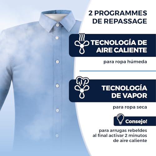 CLEANmaxx Plancha automática de camisas PRO STEAM + accesorio para pantalones | Función vapor, pantalla táctil | Plancha para camisas y blusas | Reduce olores, desinfecta, alisa, refresca - imagen 5