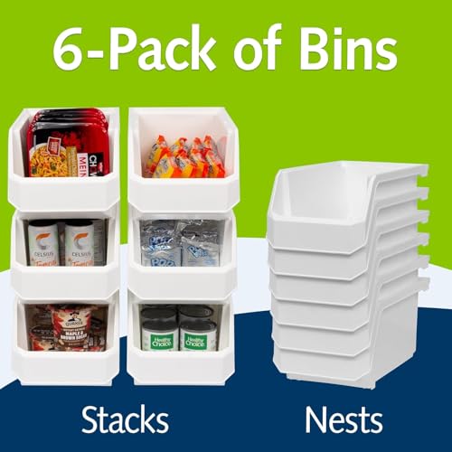 ReadySpace Large Plastic Containers for Organizing and Storage Bins for Closet, Kitchen, Office, or Pantry Organization, 14.75" x 8" x 7", 6-Pack, White, Large by ReadySpace - Image 3