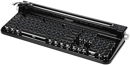 FINEDAY Keyboard 2.0, Red Switch, Retro Wireless Mechanical Keyboard, Typewriter Designed, Full 104 Keys with Bluetooth 5.0 & USB up to 4 Devices, Wired & Wireless for Desktop PC/Laptop Mac/Phone