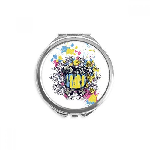 Miroir rond maquillage de poche graffiti guitare aux finitions soignées et reflets clairs