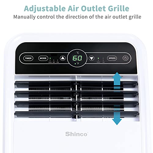 Image of Shinco 8,000 BTU Portable Air Conditioner, AC Unit with Built-in Cool, Dehumidifier & Fan Modes for Room up to 350 sq.ft, Conditioner Remote Control, 24 Hour Timer, Installation Kit