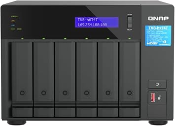 QNAP TVS-h674T-i5-32G-US 6 Bay High-Speed Desktop NAS مع وحدة المعالجة المركزية Intel 12th Gen Core i5 6-core ، ذاكرة DDR4 32 جيجابايت ، اتصال Thunderbolt 4 و 2.5 جيجابت بدون أقراص
