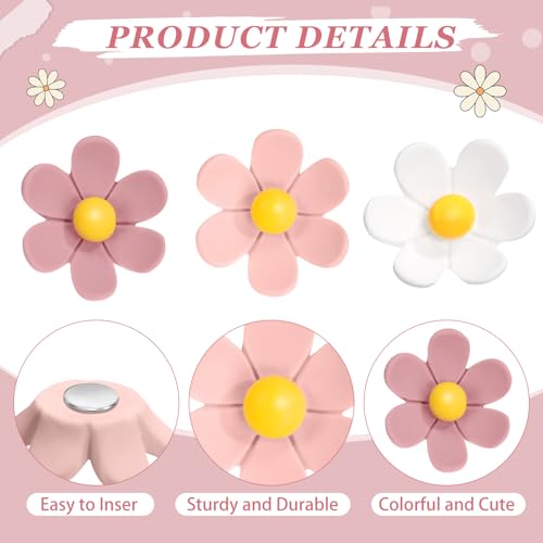 Set de 24 imanes decorativos flor grandes rosa y blanco miniatura 3