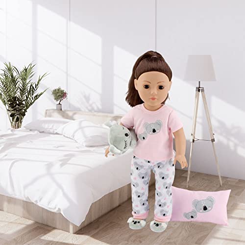 Emily Rose 18 Inch Doll Clothes & Accessories Pj Pajamas Outfit | Koala 18" Doll Pajama Gift Set With Doll Slippers, Pet Koala Toy And Doll Pillow Accessory! #TOP4