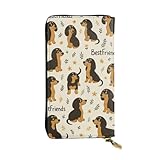 DaihAnle Lovely Cartoon Dachshunds Bestfriends ﻿Hand-Held Wallet Fashionable Long Microfiber Leather Large Capacity