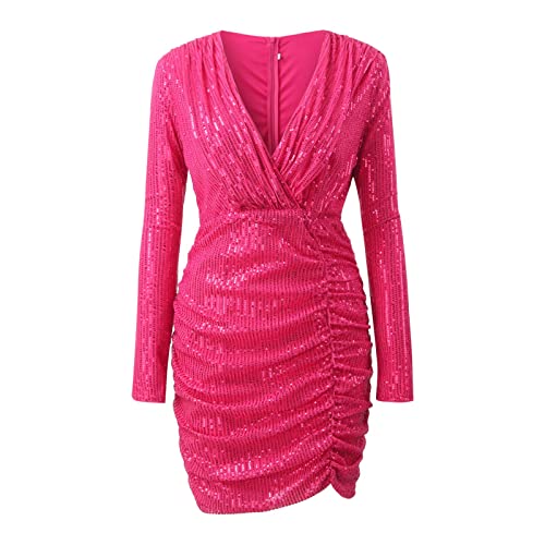 Robe à manches longues à sequins pour masquer les complexes et sublimer les formes - 3