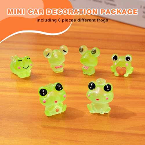 Rislobx Luminous Frog Car Dashboard Decor, 6PCS Fun Frog Car Dash Decorations Car Rear View Mirror Ornament Interior Accessories for Home Office - Thumbnail 5